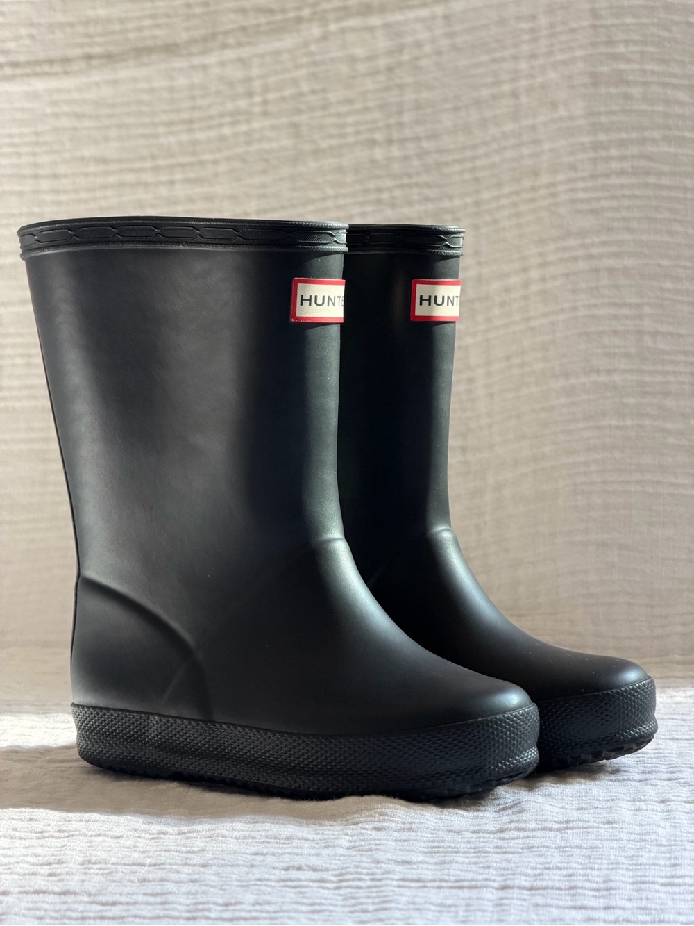 Hunter Kids First Classic Black Rain Boots Size 7C Waterproof